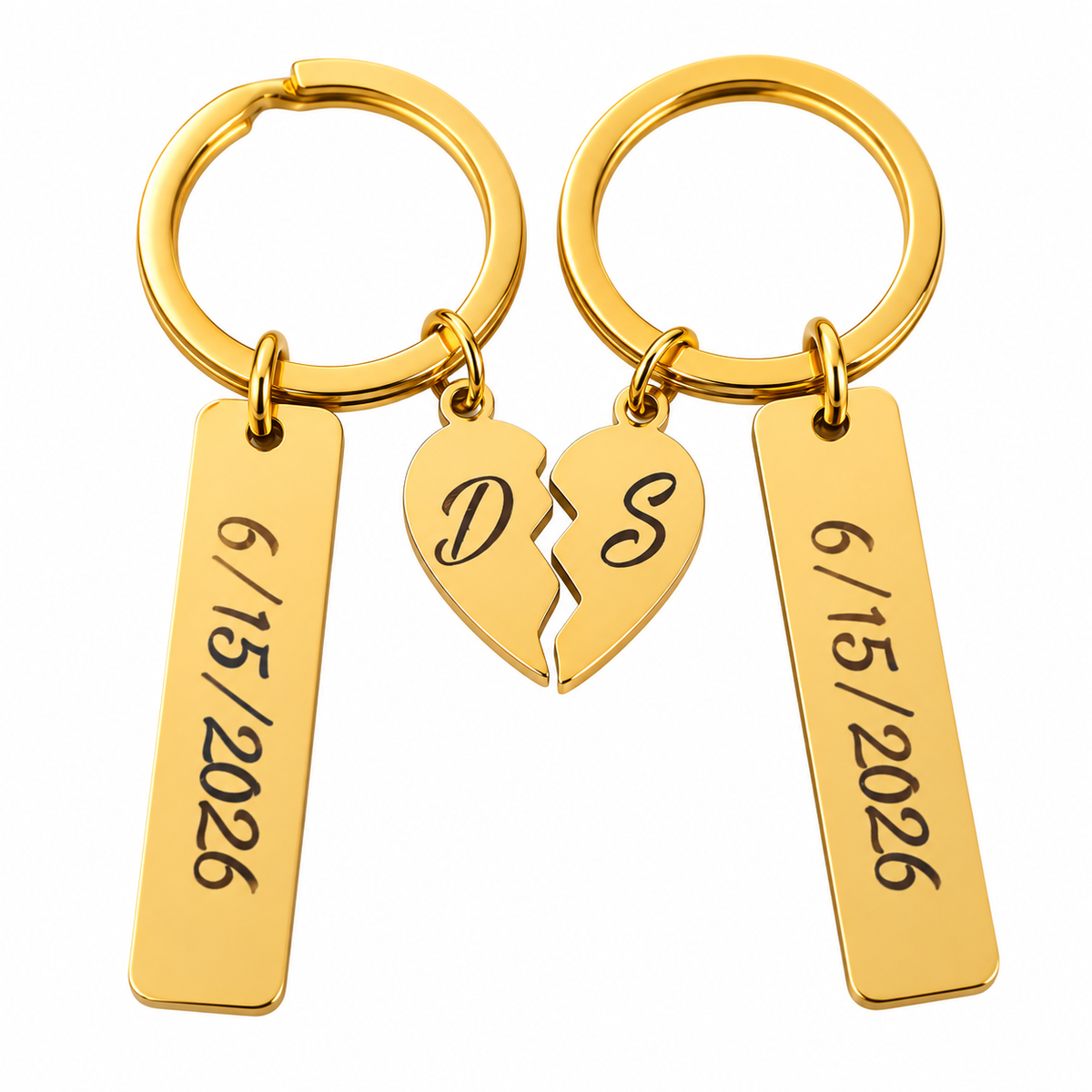 Personalized Matching Heart Keychain Set / Llaveros Personalizados de Corazón